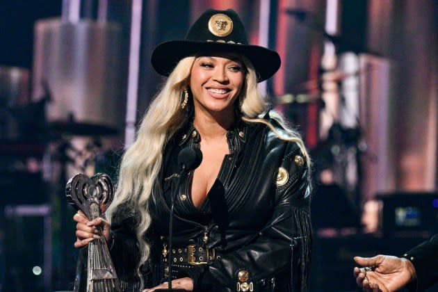 Beyoncé accepts the Innovator Award at the 2024 iHeartRadio Music Awards held at the Dolby Theatre on April 1, 2024 in Los Angeles, California.  - Credit: Michael Buckner/Billboard/Getty Images