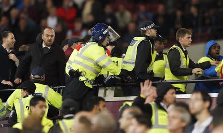 Football Soccer Britain - West Ham United v Chelsea - EFL Cup Fourth Round - London Stadium - 26/10/16 Police and stewards as West Ham United's fans clash with Chelsea fans Action Images via Reuters / John Sibley Livepic