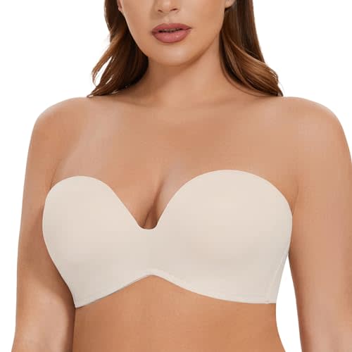 MELENECA Women's Push-up Strapless Bras with Lift Stay Put Padded Cup,  clear : : Fashion