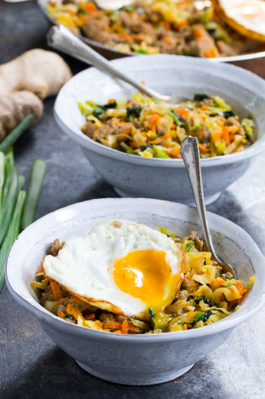 <p>Paleo Running Mama</p><p>This breakfast spin on everyone's favorite egg roll in a bowl is quick and easy to make, super tasty and downright addicting! </p><p><strong>Get the recipe: <a href="https://www.paleorunningmomma.com/breakfast-egg-roll-bowl-paleo-whole30/" rel="nofollow noopener" target="_blank" data-ylk="slk:Breakfast Egg Roll in a Bowl;elm:context_link;itc:0;sec:content-canvas" class="link ">Breakfast Egg Roll in a Bowl</a></strong></p>