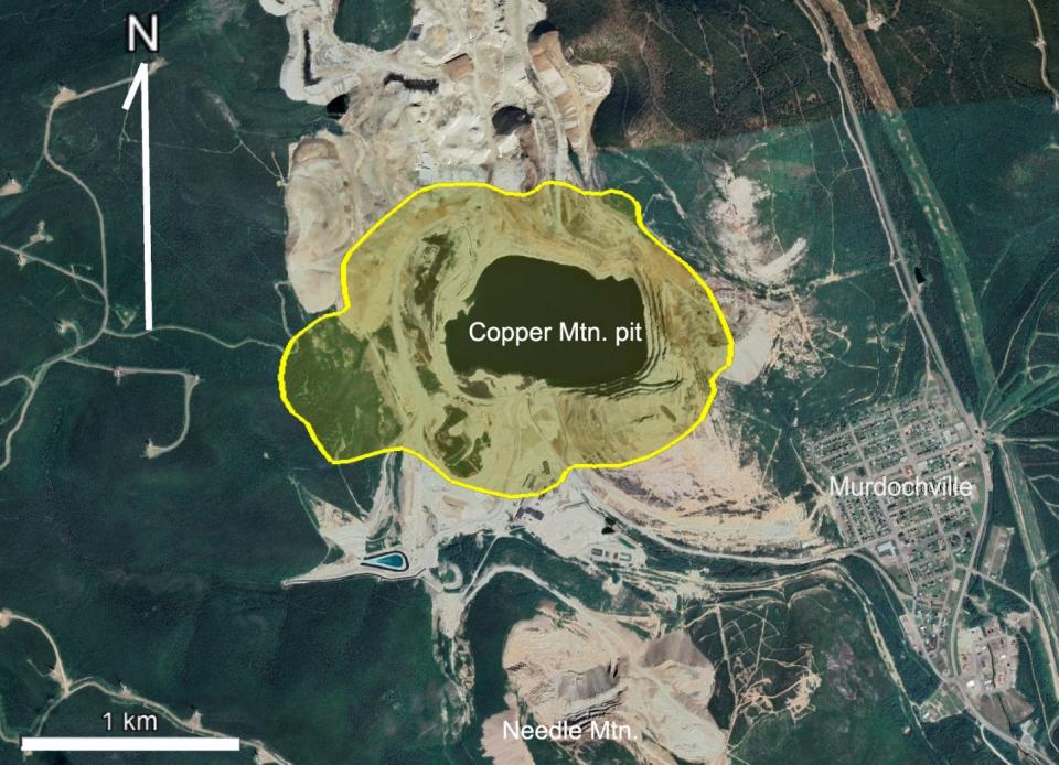 Plan view of the footprint of the currently modelled Whittle pit encompassing the base case mineral resource