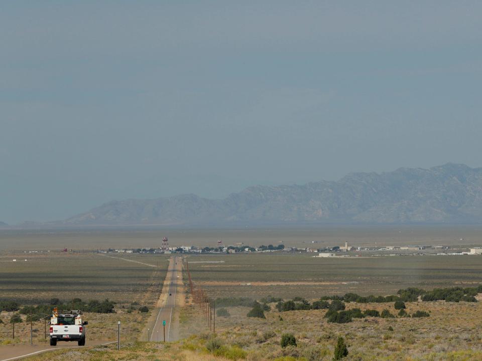A truck approaches Dugway Proving Ground in 2017.