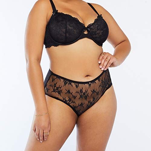 3) Women's Curvy Sheer Lace High-Waist Brief