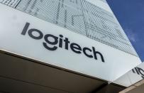 A view of the Logitech logo on a building at the EPFL Innovation Park in Ecublens