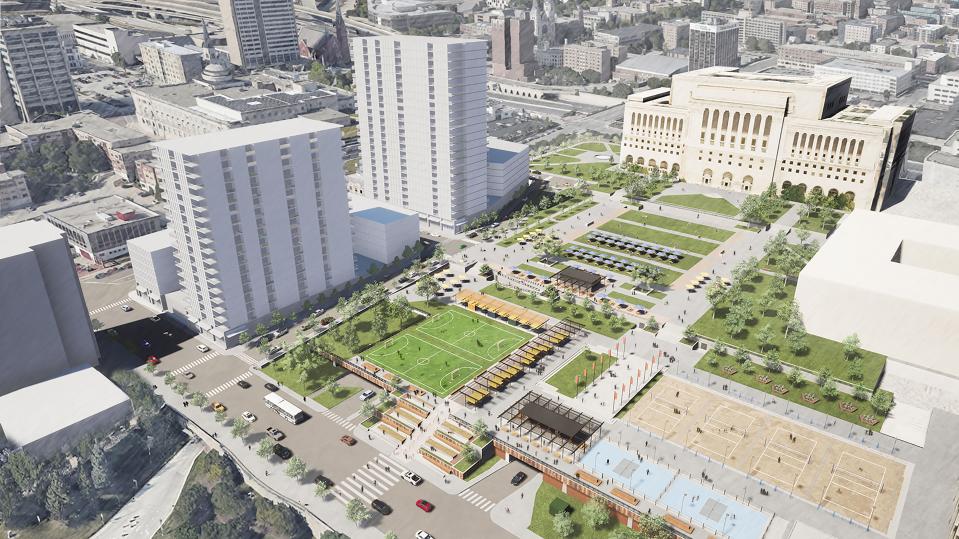 MacArthur Square's reconnection to the street grid would help spur new development. That's among the catalytic projects envisioned in downtown Milwaukee's new comprehensive plan.