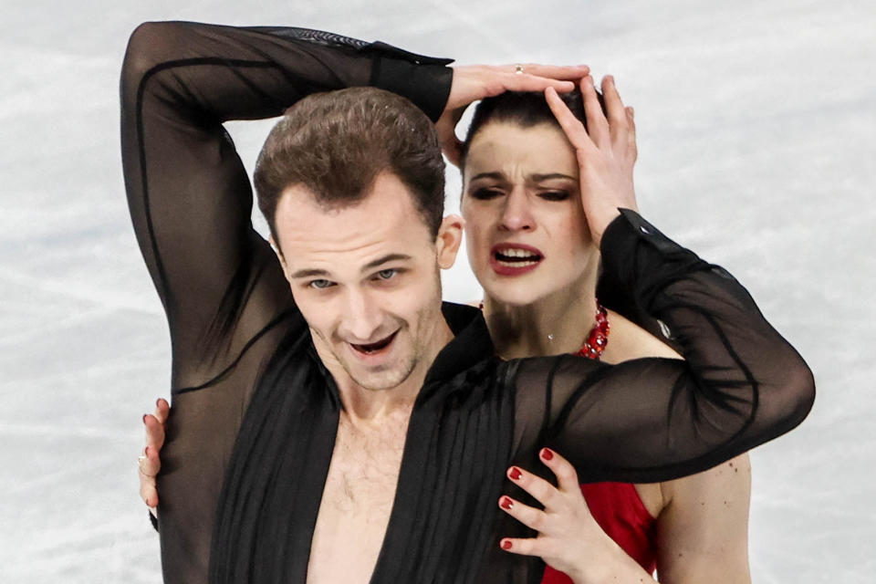 Ice dancers Natalia Kaliszek and Maksym Spodyriev of Poland perform their free dance as part of the figure skating competition during the Beijing 2022 Winter Olympic Games at the Capital Indoor Stadium.