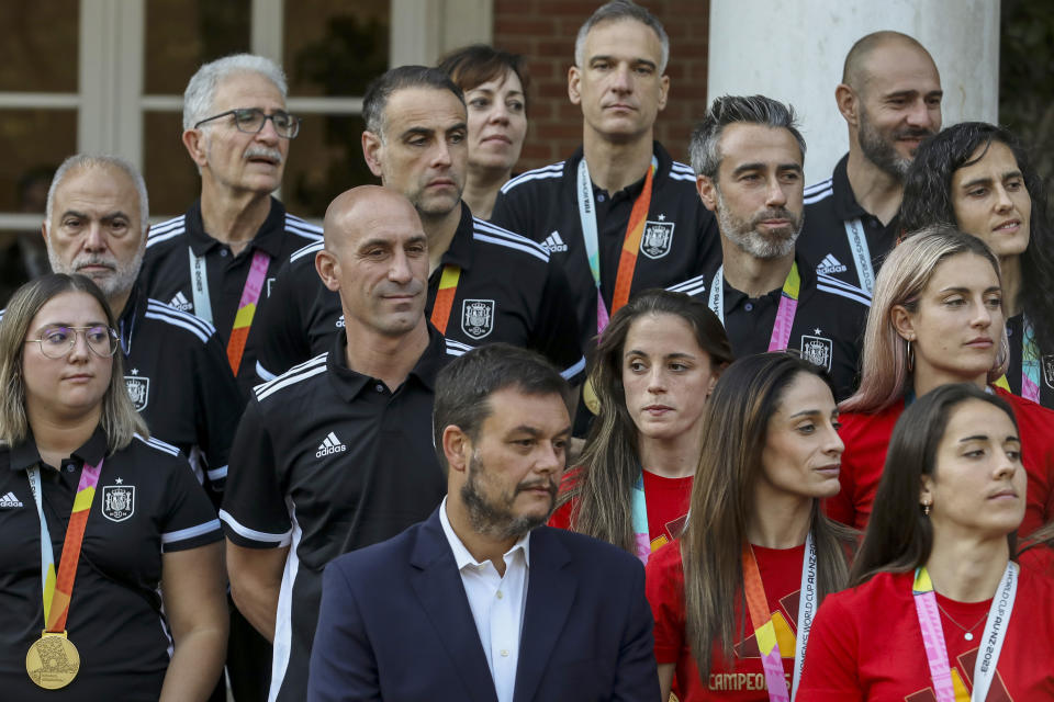 Luis Rubiales joined the Spanish women's national team in their post-World Cup celebration. (Photo by Pablo Blazquez Dominguez/Getty Images)