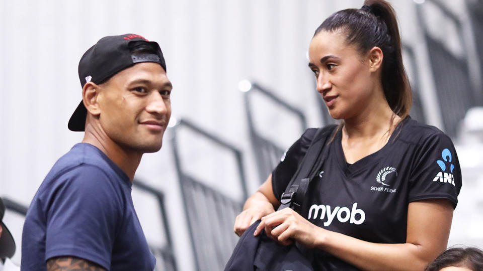 Israel Folau, pictured with wife Maria, had his GoFundMe page shut down on Monday morning.