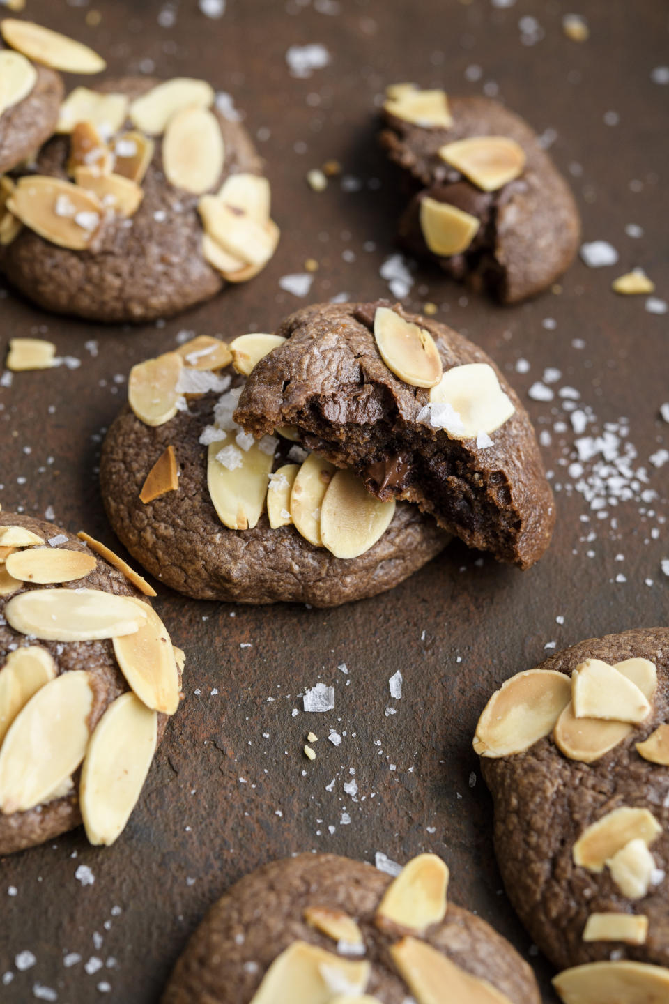 This image released by Milk Street shows a recipe for Triple Chocolate Almond Cookies. (Milk Street via AP)