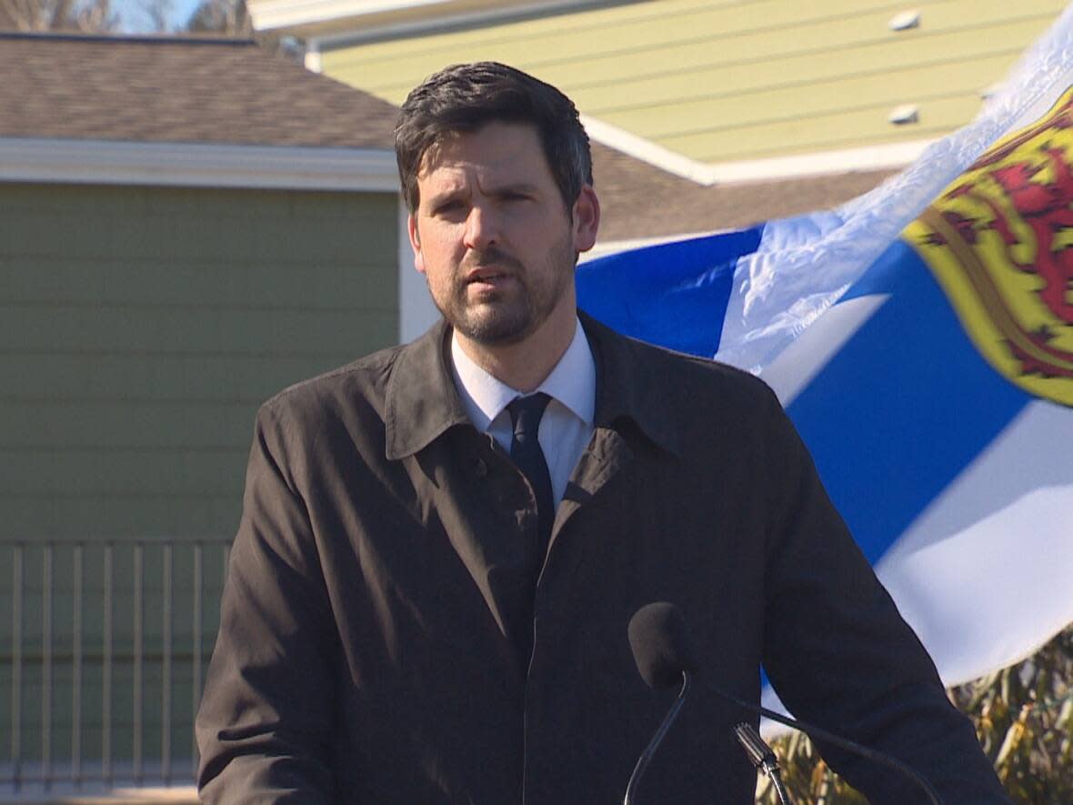 Sean Fraser, the federal minister of immigration, refugees and citizenship, speaks at a funding announcement in Chester, N.S., on Thursday, Feb. 24, 2022.  (Brian MacKay/CBC - image credit)