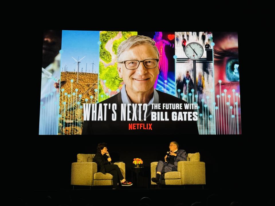 Bill Gates dives into the future of the world at a Netflix event on Thursday alongside journalist Kara Swisher.