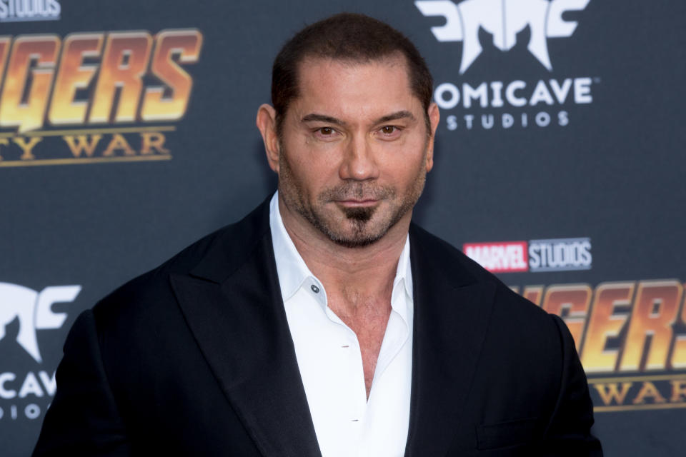 Dave Bautista has emerged as an outspoken advocate for James Gunn, who was fired from the next "Guardians of the Galaxy" movie after offensive tweets from his past resurfaced. (Photo: Greg Doherty via Getty Images)