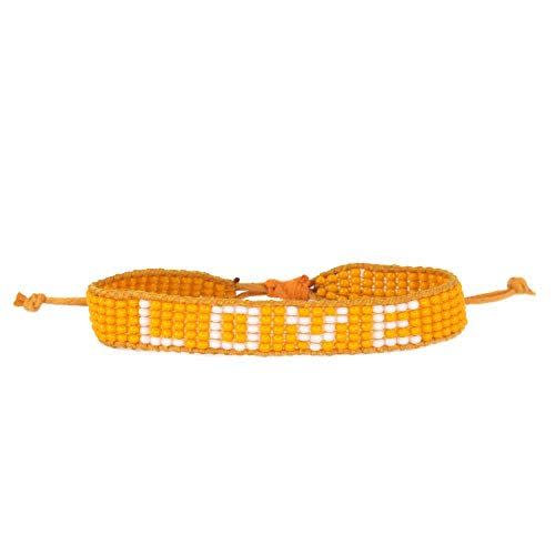 46) Handmade Love Bracelets for Men & Women, Adjustable Nylon Vegan Beaded Glass Eco-Friendly Jewelry: Ubuntu Life (Yellow)