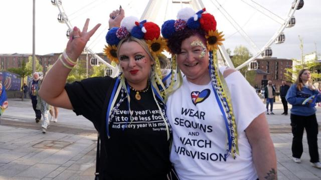 Eurovision fans at Liverpool&#39;s Albert Dock