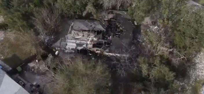 Aerial view of Florida home fire damage