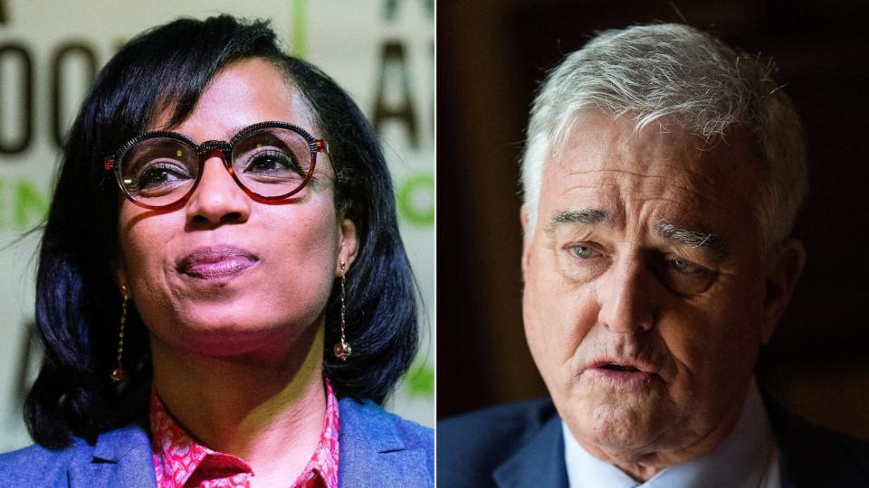 PHOTO: Candidates for Senate in Maryland, Angela Alsobrooks and David Trone. (Getty Images)