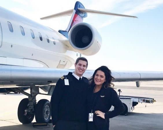 Jon Emerson and Lauren Gibbs work together for a commercial airline. Source: Lauren Gibbs