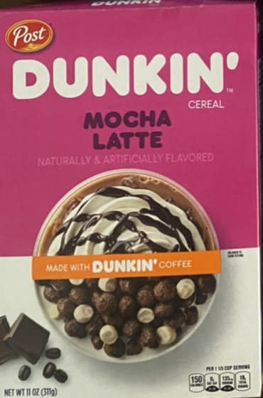 Dunkin' Mocha Latte Cereal box
