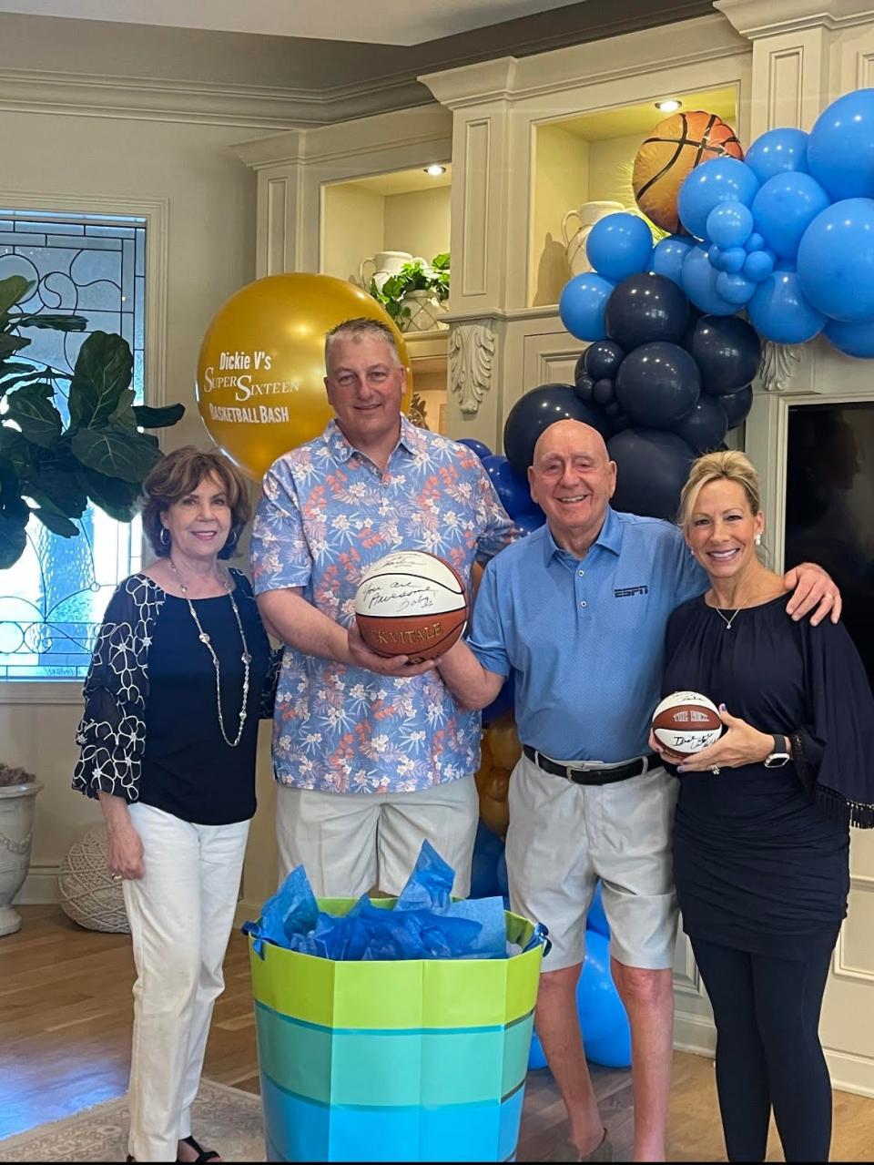 From left, Lorraine Vitale, Charlie Johnson, Dick Vitale, and Tammie Johnson at Vitale's home in Lakewood Ranch.