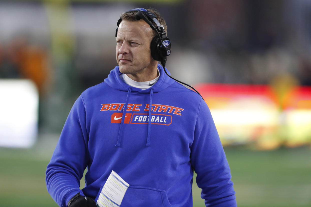 Boise State head coach Bryan Harsin could be a top candidate for the now-vacant Missouri job. (AP Photo/David Zalubowski)