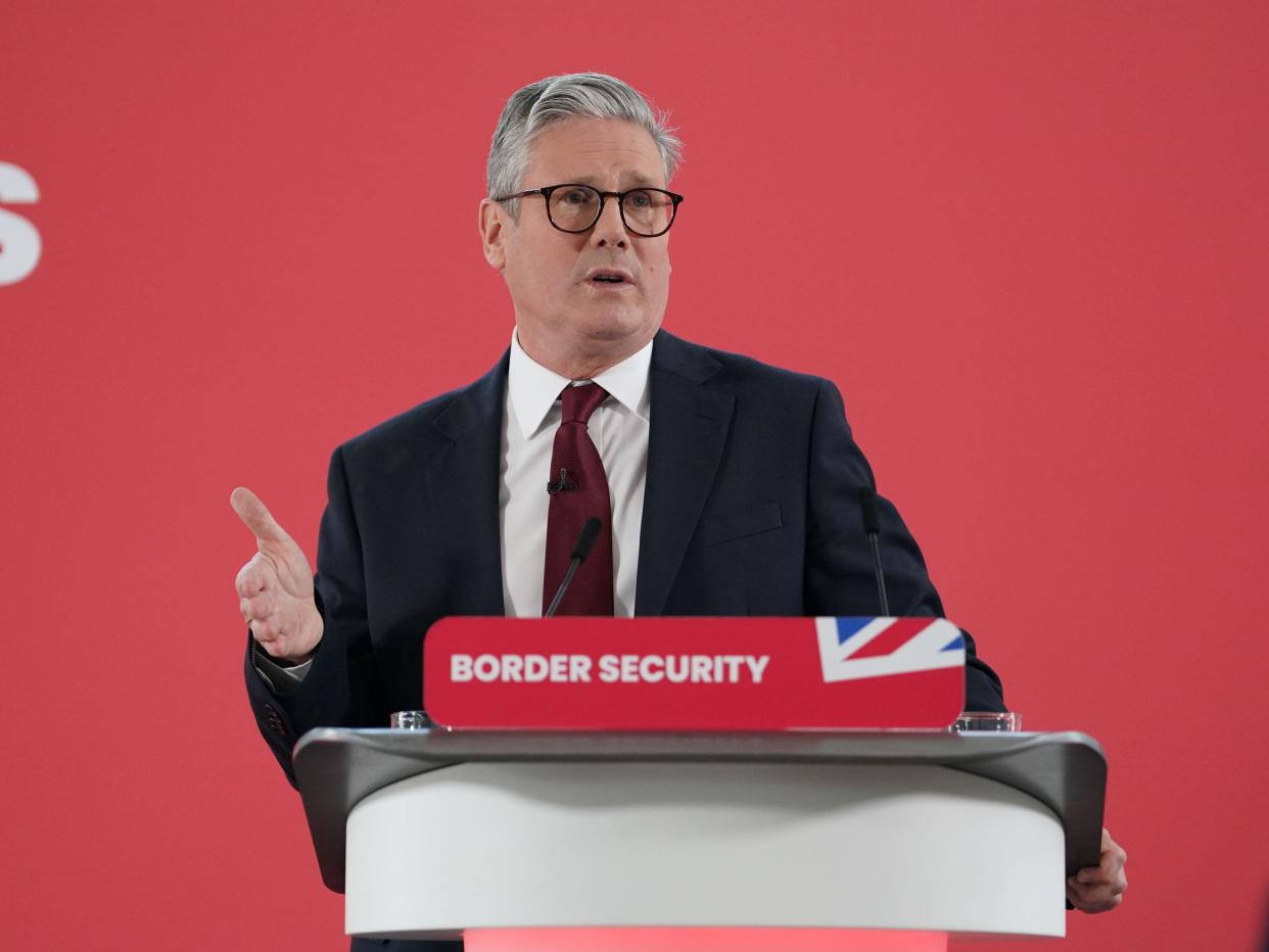 Labour Party leader Sir Keir Starmer speaks during a visit to Dover, Kent, to set out his party's plans to tackle the small boats crisis if it wins the general election, with a pledge to end the Conservative party's 'talk tough, do nothing culture' on small boats crossing the English Channel. Picture date: Friday May 10, 2024.