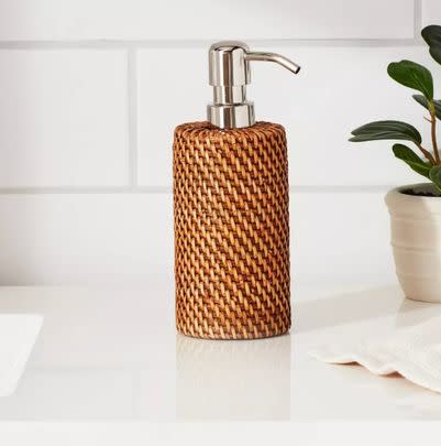 A rattan cover soap container