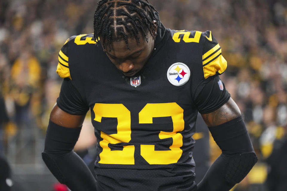 Damontae Kazee of the Pittsburgh Steelers was ejected from Saturday's game. (Photo by Cooper Neill/Getty Images)