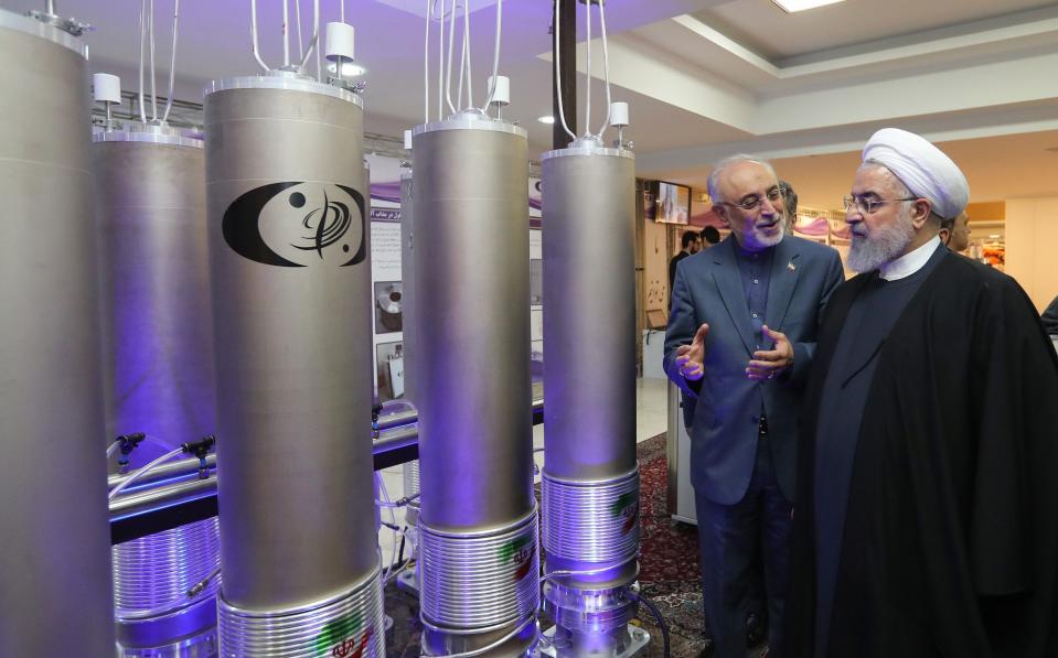 Hassan Rouhani, then president of Iran, at a nuclear facility in 2019