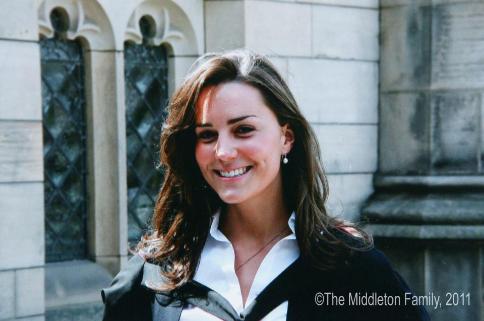 <p>Smiling on the day of her graduation from St. Andrew's in Scotland.</p>