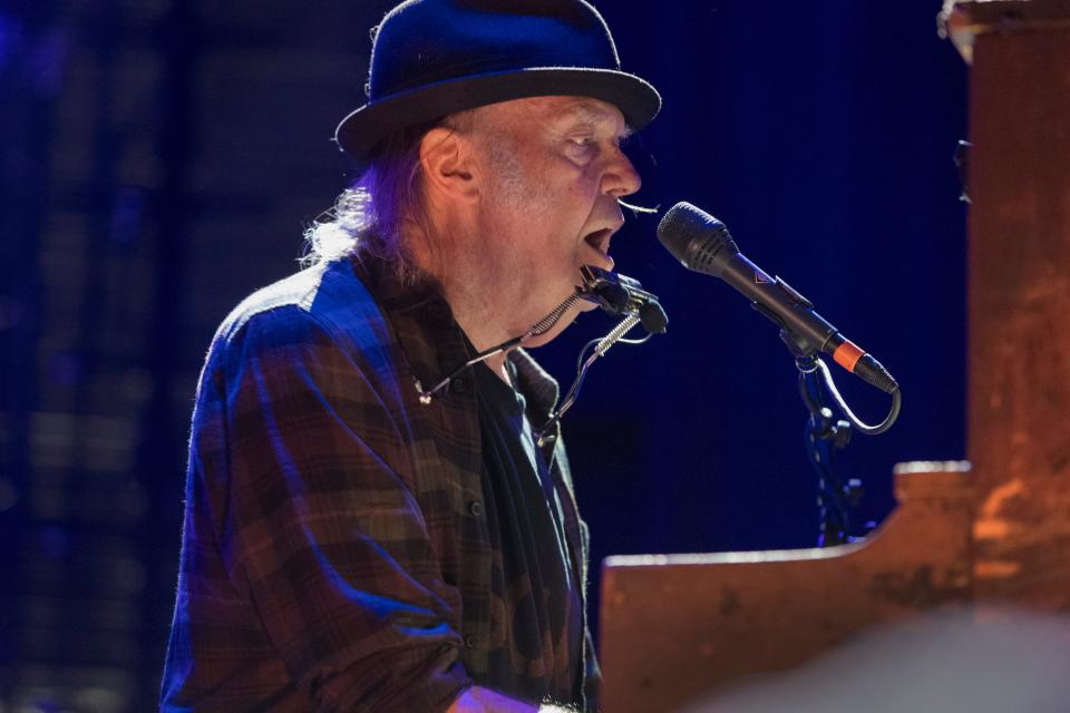 Neil Young performs at Farm Aid Saturday, Sept. 21, 2019, at Alpine Valley Music Theatre in East Troy, Wis. The hard-touring legendary rocker was one of the last holdouts to return to the road following the pandemic, but he's been doing new dates. A Milwaukee stop could be one of them in 2024.