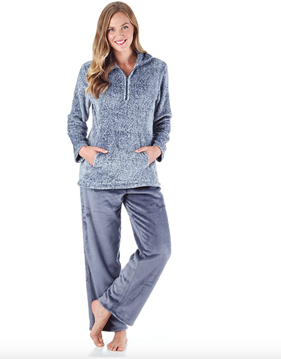 2) Quarter-Zip Fleece Pullover and Lounge Pants Set