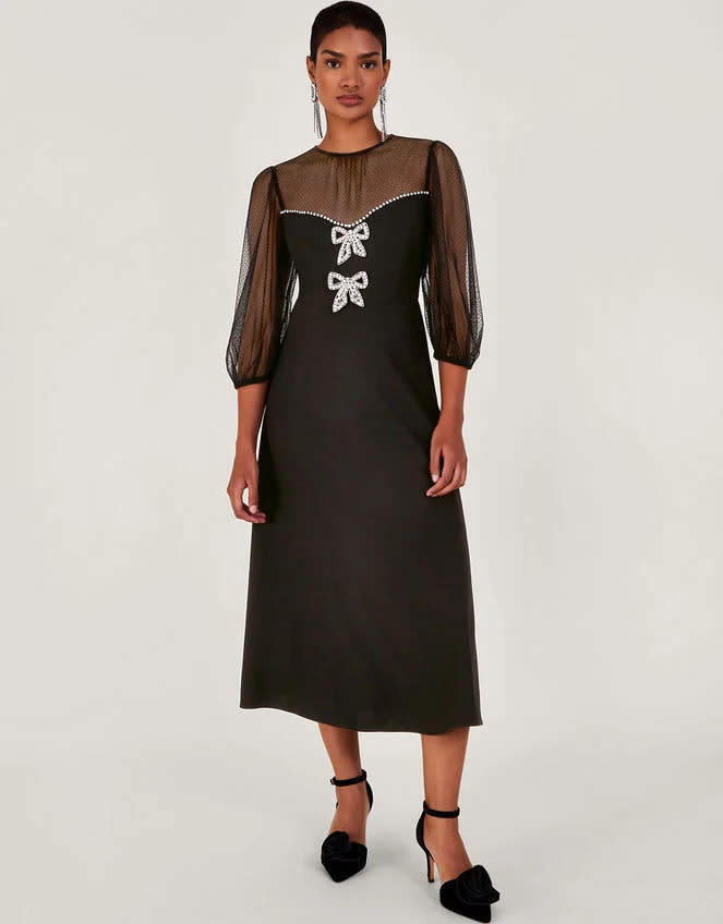 Billie bow midi dress black (Monsoon)