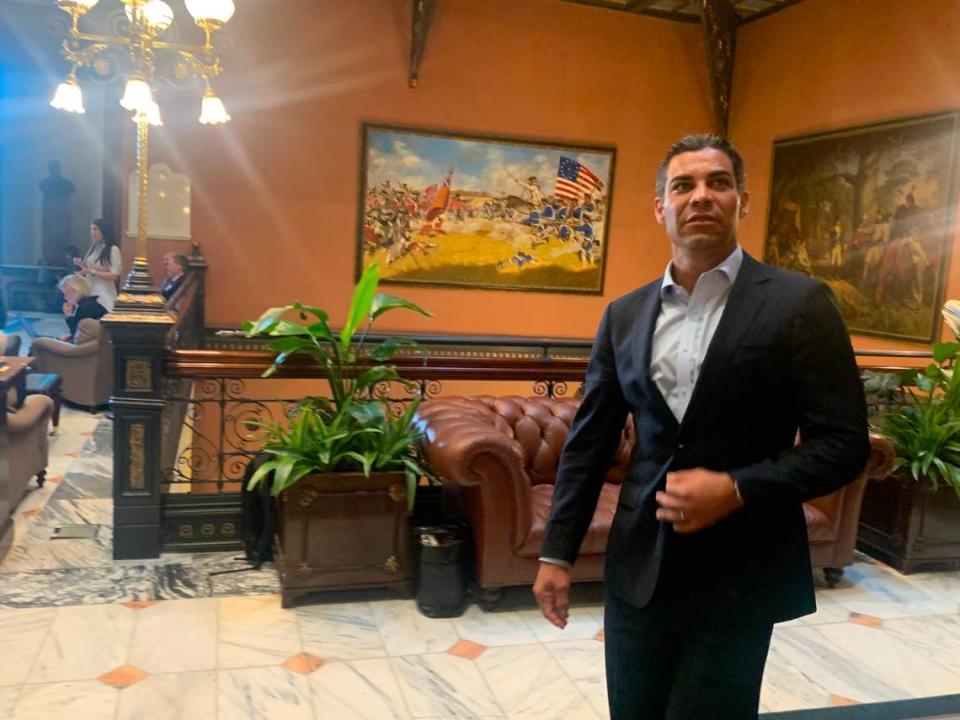 Miami Mayor Francis Suarez walks through the South Carolina State House in Columbia. He visited South Carolina on Tuesday, April 4, 2023 and Wednesday, April 5, 2023. He also recently visited Iowa and his planning a trip to New Hampshire as he mulls a 2024 presidential run.