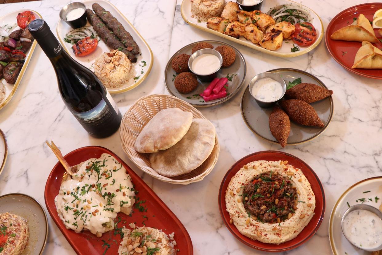 An array of Lebanese-inspired dishes at Amar Mediterranean Bistro in downtown Delray Beach.