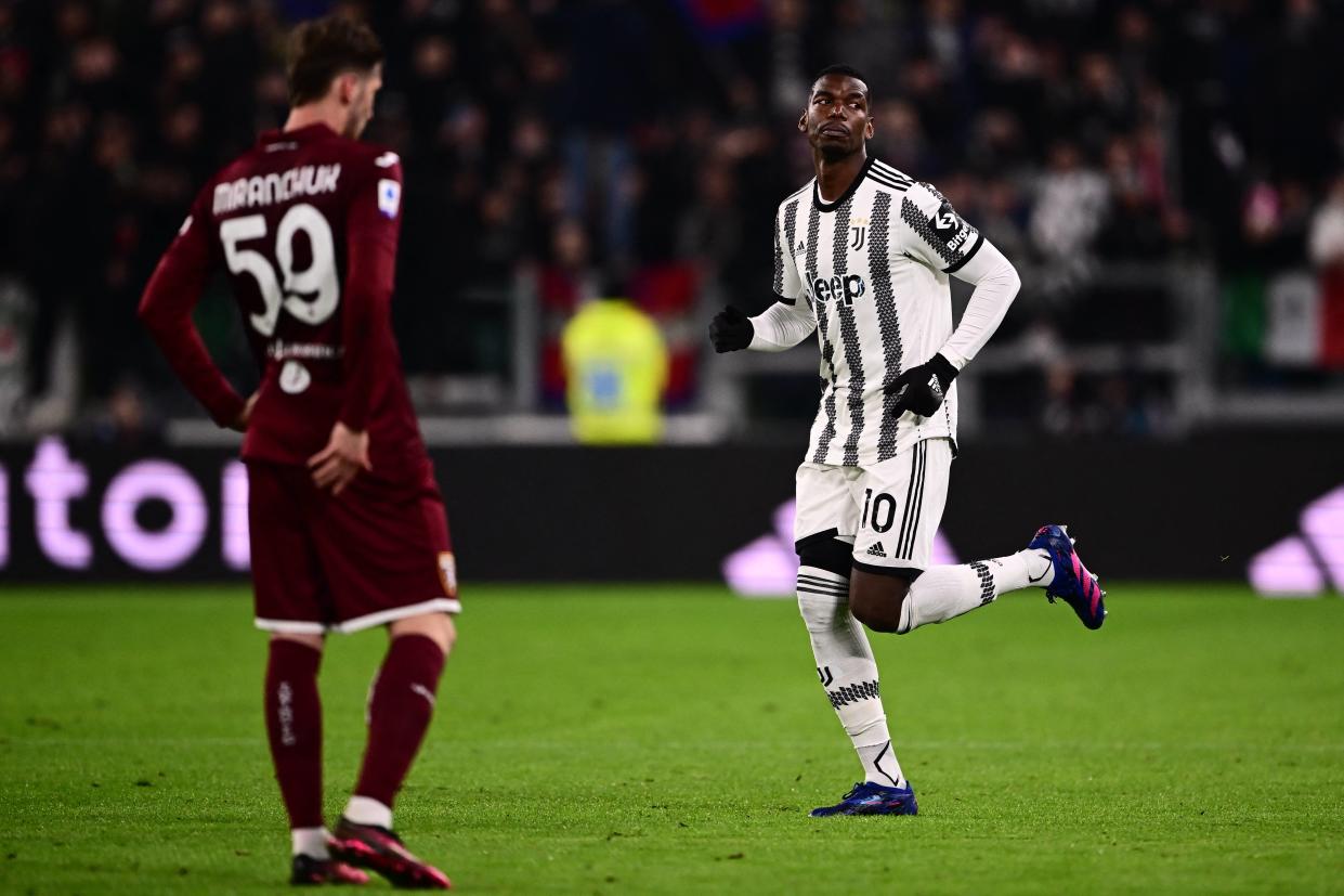 Paul Pogba revient enfin sur le terrain après 11 mois d’absence ( Paul Pogba le 28 février 2023 à Turin)