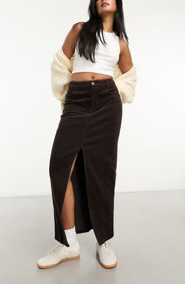 A corduroy maxi skirt