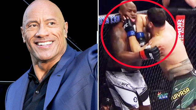 Watch Dwayne 'The Rock' Johnson's reaction to incredible UFC knockout