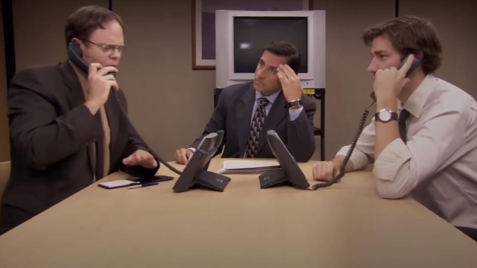 Rainn Wilson, Steve Carell, and John Krasinski on The Office