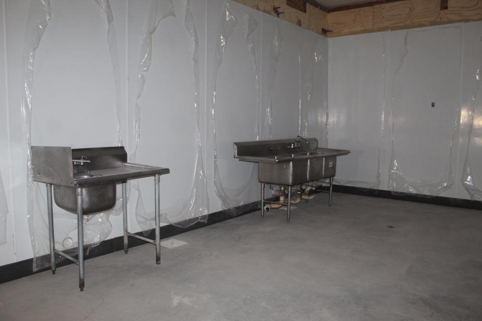 The sinks for The Lord's Kitchen have been placed in the kitchen area of the new facility. They were provided to Cheboygan Compassionate Ministries and the Cheboygan Church of the Nazarene by their contractors, George H Pastor and Sons General Contractors.