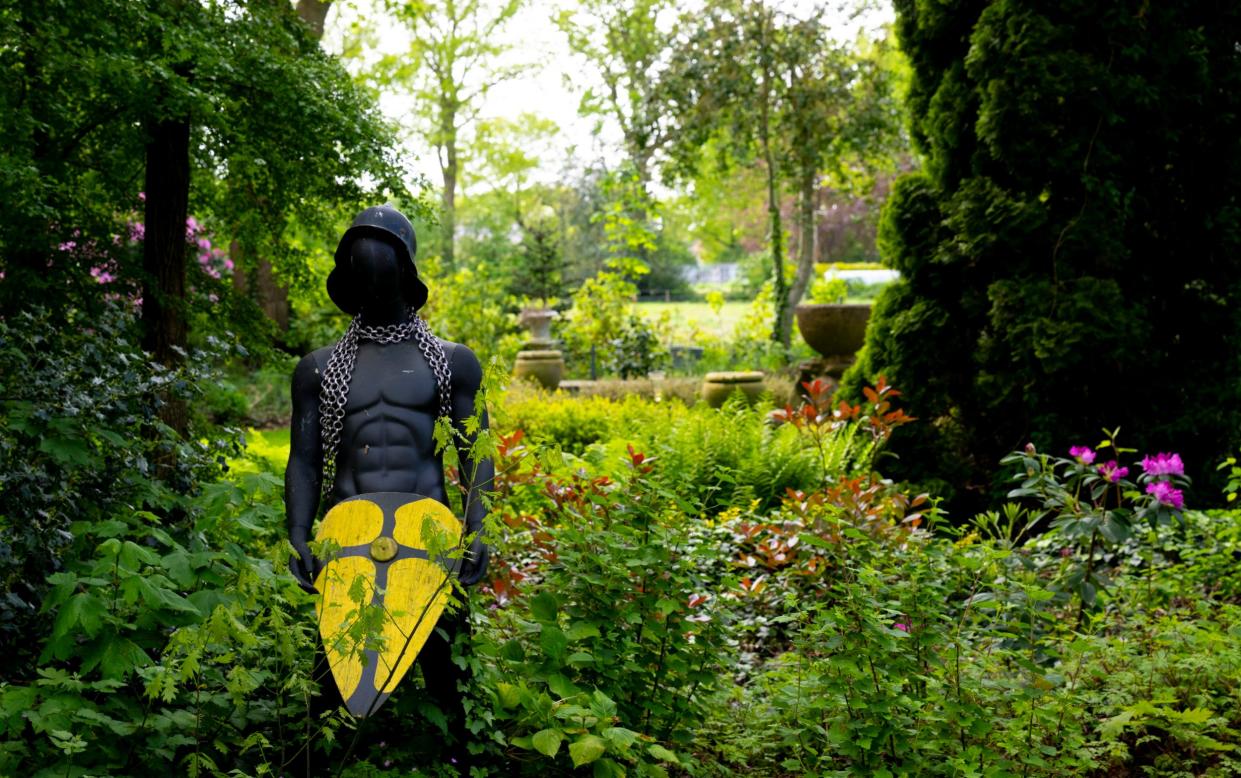 A statue in the garden of the castle