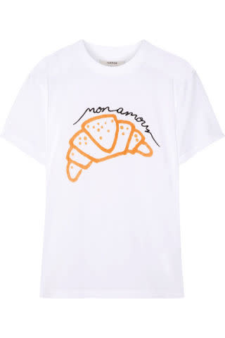 <p>GANNI Moulin embroidered printed cotton-jersey T-shirt. Available at <a rel="nofollow noopener" href="https://www.net-a-porter.com/gb/en/product/999207/GANNI/moulin-embroidered-printed-cotton-jersey-t-shirt" target="_blank" data-ylk="slk:Net-A-Porter - £45;elm:context_link;itc:0;sec:content-canvas" class="link ">Net-A-Porter - £45</a></p>