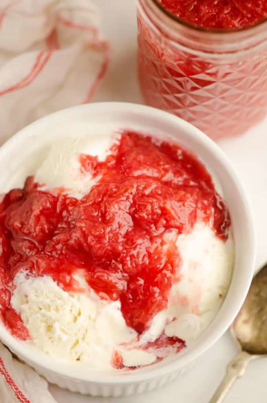 <p>The Creative Bite</p><p>A great way to use up an abundance of rhubarb and tasty on ice cream or pancakes.</p><p><strong>Get the recipe: <a href="https://www.thecreativebite.com/easy-rhubarb-honey-sauce/" rel="nofollow noopener" target="_blank" data-ylk="slk:Rhubarb Honey Sauce;elm:context_link;itc:0;sec:content-canvas" class="link rapid-noclick-resp">Rhubarb Honey Sauce</a></strong></p>