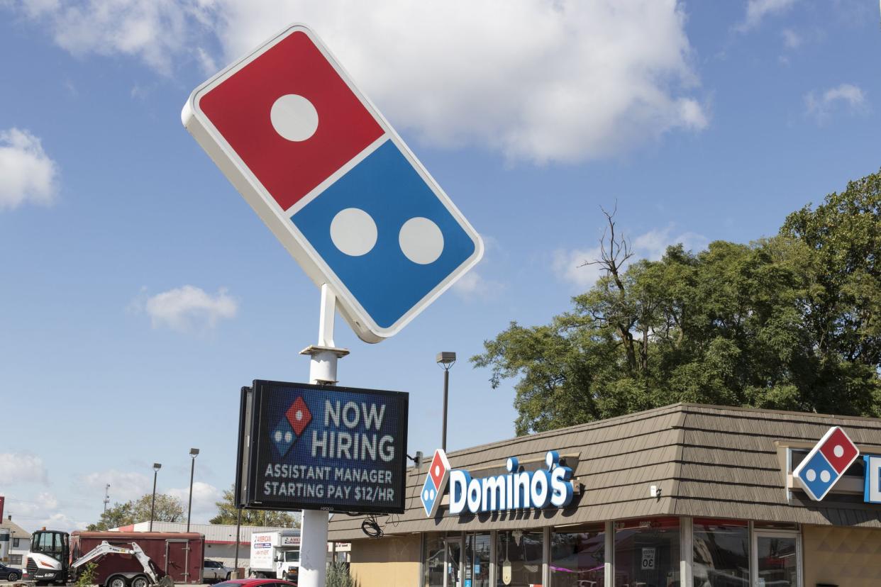 Frankfort - Circa October 2021: Domino's Pizza Restaurant. Domino's delivers more than 1 million pizzas a day.