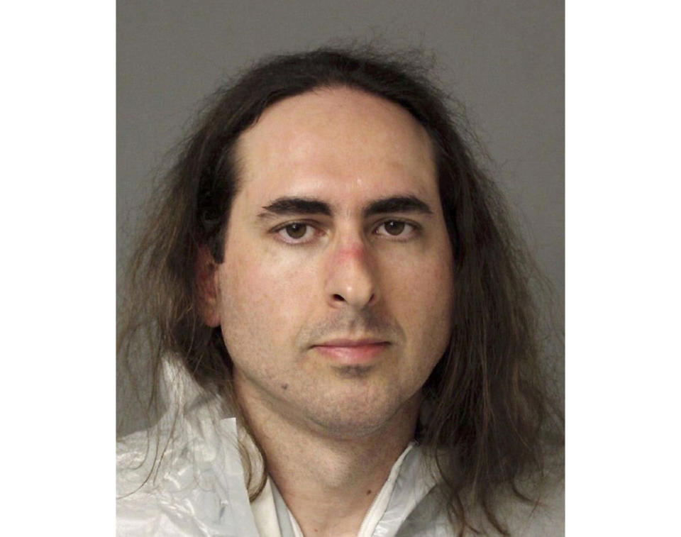 FILE - This June 28, 2018, file photo provided by the Anne Arundel Police shows Jarrod Ramos in Annapolis, Md. Lawyers in the case of Ramos, who is accused of killing five people at a Maryland newspaper, are scheduled to continue arguing about evidence, as two days of pretrial hearings are set to begin Tuesday, Oct. 1, 2019. (Anne Arundel Police via AP, File)