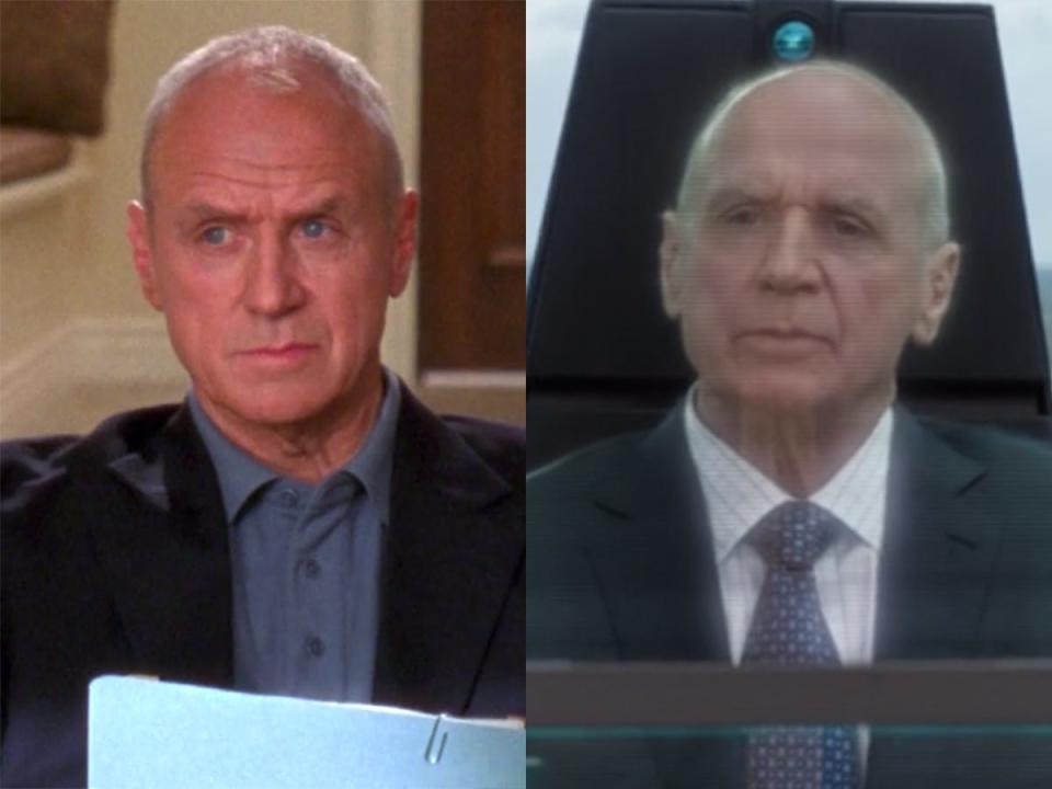 On the left: Alan Dale on "The O.C." On the right: Dale in "Captain America: The Winter Soldier."