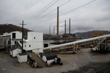 A building for transferring coal to barges stands at the Murray Energy Corporation port facility in Powhatan Point, Ohio, U.S., November 7, 2017. REUTERS/Joshua Roberts