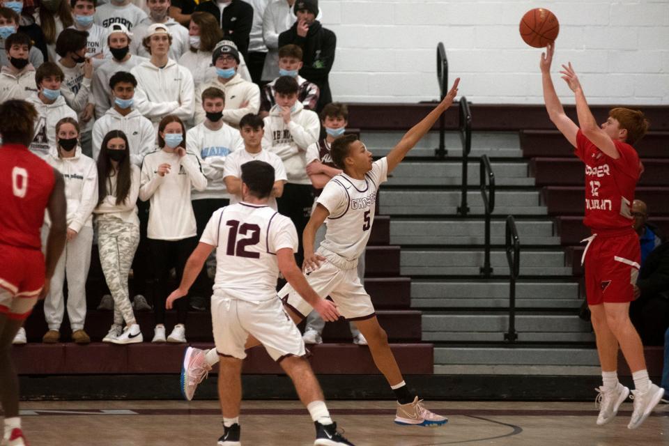 Abington junior Jeremiah Lee jumps to block an Upper Dublin shot in a game last season.