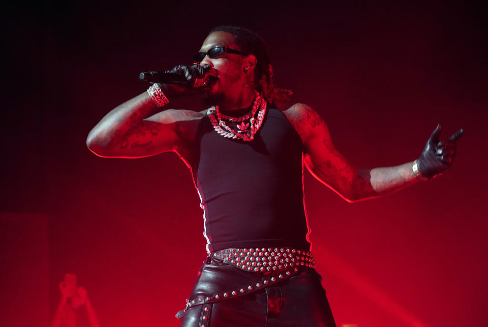 FILE - Rapper Offset makes a guest appearance during Metro Boomin's set at Billboard R&B Hip-Hop Live, celebrating of the 50th anniversary of hip-hop, in Los Angeles on Aug. 8, 2023. Offset released his ambitious second solo album, “Set It Off.” (AP Photo/Chris Pizzello, File)
