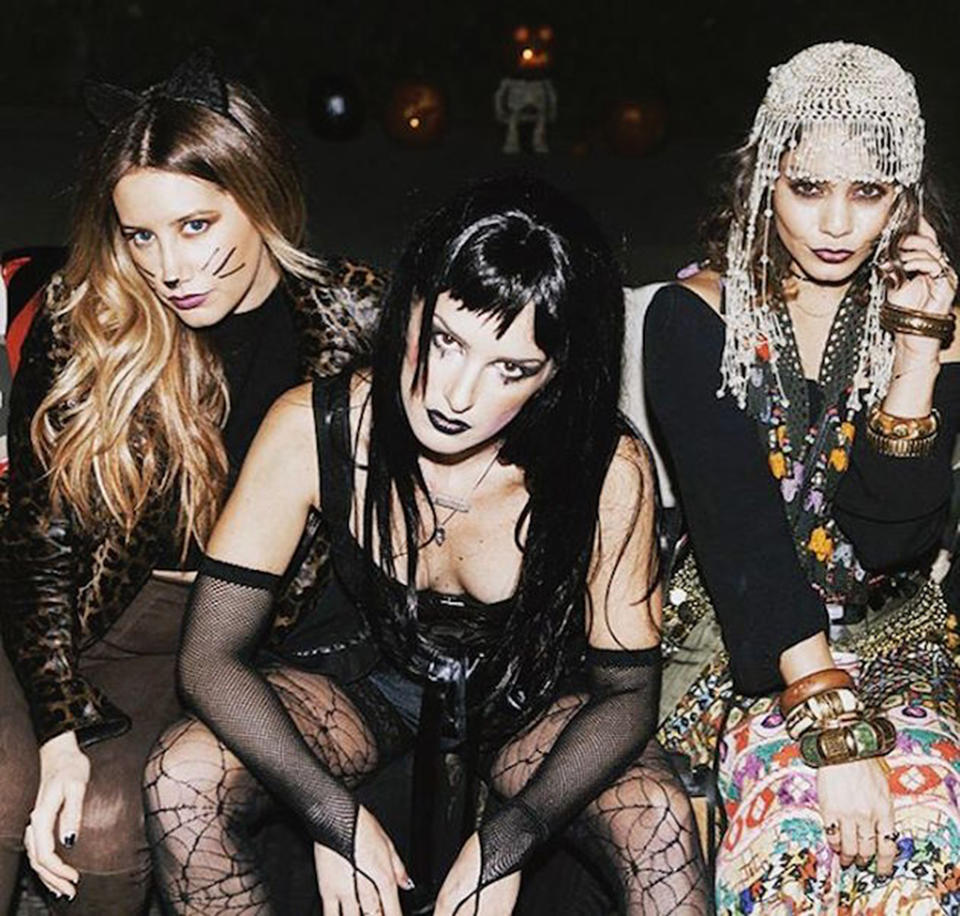<p>The trio of actresses got all dolled up days before Halloween to toast Grimes’s birthday. “A blonde, a brunette, and a gypsy walk into a bar … #happybirthdayshenae,” Tisdale joked in the caption. Think the birthday girl was supposed to be Morticia Addams? (Photo: <a rel="nofollow noopener" href="https://www.instagram.com/p/BL7XkCagQBp/?hl=en" target="_blank" data-ylk="slk:Instagram);elm:context_link;itc:0;sec:content-canvas" class="link ">Instagram)</a> </p>