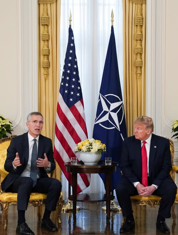 U.S. President Trump meets with NATO Secretary General Stoltenberg, ahead of the NATO summit, in London